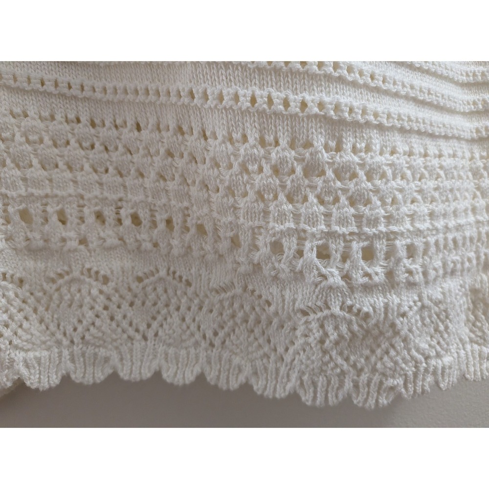 J.Crew White 100% Cotton Crochet Boho Beach Shawl Cover Up One Size Beach Cruise - Picture 2 of 3